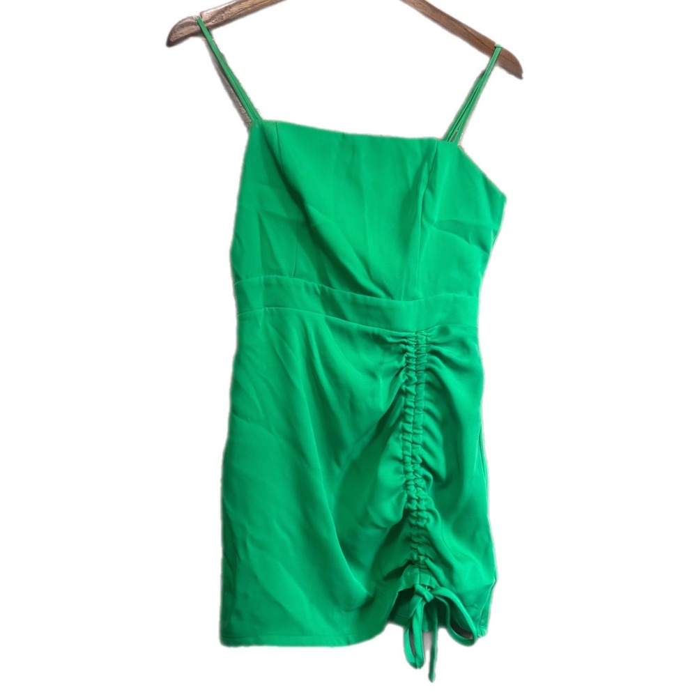 superdown Mini Dress Womens S Green Excellent Ruched Side Spaghetti Strap